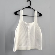 Banana Republic Sweater Knit Tank Top Cotton Ivory White Cream Hippie Size M