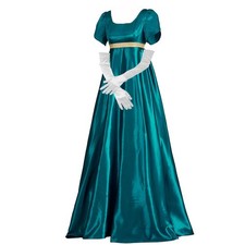 Stadget Satin Regency Dresses Victorian Dress 1700s Large, Malachite Green