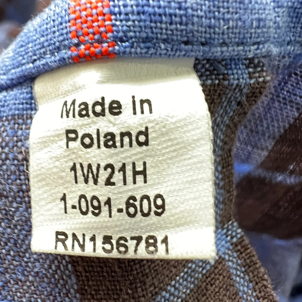 Camisa a Cuadros de Lino Colección Ledbury Reserve Azul Marrón Rojo Calce Clásico 16.5 L Foto 4 de 4