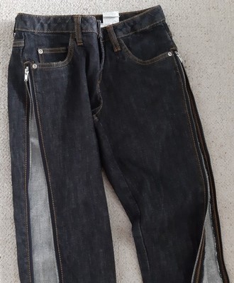 b.p.c -Low Waist- Jeans in Schwarz/meliert, Reißverschluss am Bein, Öffnen Gr.34