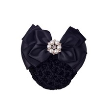 Bowknot Hair Snood Net Rhinestone Pearl Bun Cover with French Barrette Clips ...