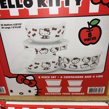 Hello Kitty 8 Piece Ceramic Food Storage Bowl...