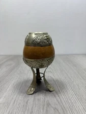 Vintage Yerba Mate Tea Gourd Cup Alpaca Silver