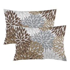 Floral Throw Pillow Cover Queen Size Set of 2,Spring Florals White and Brown ...