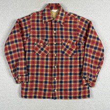 Vintage 60s Frostproof USA Quilt Lined Flannel Shirt Jacket Size M Red Plaid