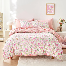 - Floral Bedding Set for Girls, Cute Colorful Botanical Flowers Patterned Soft L