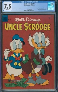 Uncle Scrooge #4 CGC 7.5 Beautiful Looking Book! Vol 1 Donald Duck App Dell 1954