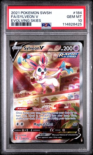 2021 POKEMON SWORD & SHIELD EVOLVING SKIES #184 FULL ART/SYLVEON V PSA 10