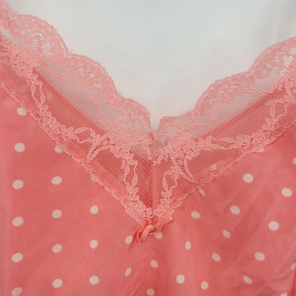 Warners Originals женщин Y2K винтажный в горошек кружева отделки Cami верхний размер 34 коралл - Изображение 2 из 4