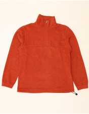 CONTE OF FLORENCE Mens Zip Neck Fleece Jumper Medium Orange Polyester CX05