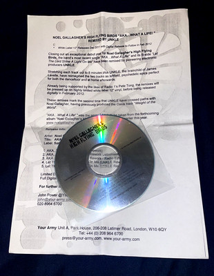 Noel Gallagher's High Flying Birds AKA...What A Life! UNKLE Remixes CD-R *OASIS*