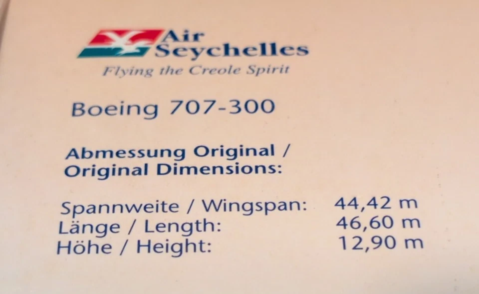 Herpa Wings Boeing 707-300 Air Seychelles  - #512060 - 1:500 - Old Store Stock  - Image 3 of 4