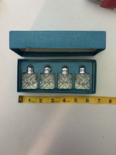 Vintage Cut Glass Salt Pepper Shakers Set w Box Made in Japan