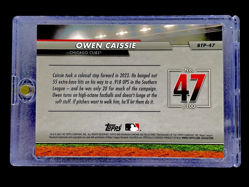 OWEN CAISSIE ROOKIE REFRACTOR HOLO TOPPS CHROME SP Insert Non Auto - CUBS - Image 3 of 4