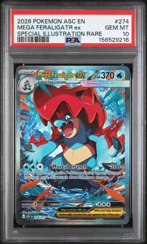 Mega Feraligatr EX *PSA 10* Mega Attack Rare *#274* Ascended Heroes *Pokemon