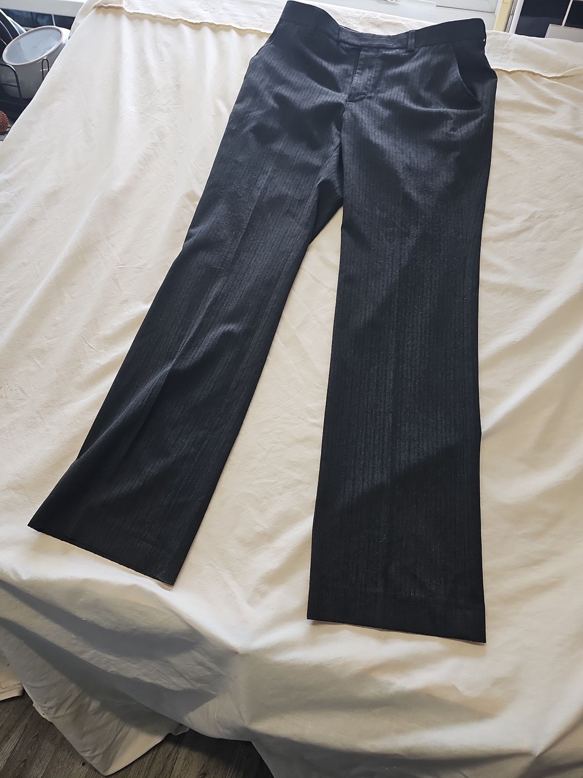 Men's Charcoal Grey Pinstripe Suit Trousers 81cm Q763 image 3