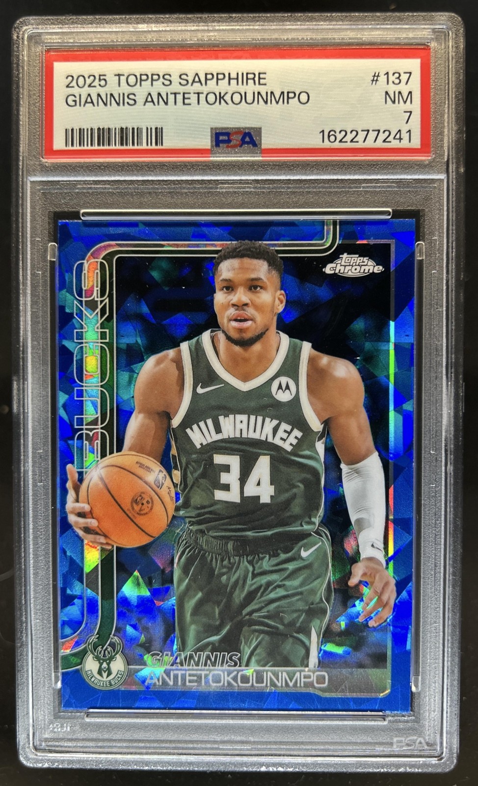 2025-26 Topps Chrome Sapphire Giannis Antetokounmpo #137 Bucks PSA 7