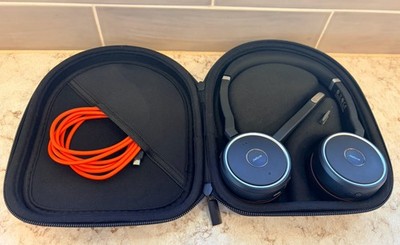 Open Box Jabra Evolve 75 UC Stereo Bluetooth Headset w/ Link 370, Case & Cable