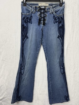 Vintage Y2K 90s Joe Boxer Denim Women s EmbroideredJeans Grunge Rock Punk Size 7