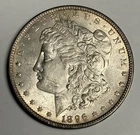 AU 1896-P Morgan Silver Dollar (all original), U.S. $1 Almost Uncirculated Coin