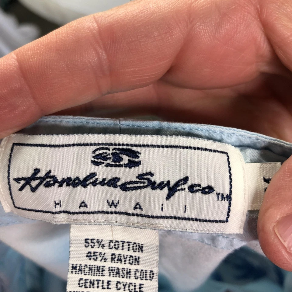 Pantalones Cortos Honolua Surf Co Para Hombre Medianos Azul Blanco Hawaiano Floral Palmera Playa Foto 3 de 4