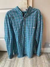 Chaps Men’s Turquoise Plaid Long Sleeve Button-Down Casual Dress Shirt XXL