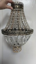 Vintage French Light Crystal  Tent & Bag Lustre Chandelier X 2 (Pair)