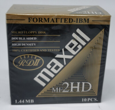 Maxell MF2HD 10 x Diskette IBM Compatibel Super RDII High Density 1,44MB Neu