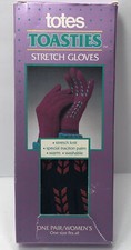 Vintage 1990 Totes Toasties Stretch Gloves Black With Red Grip One Size Fits New
