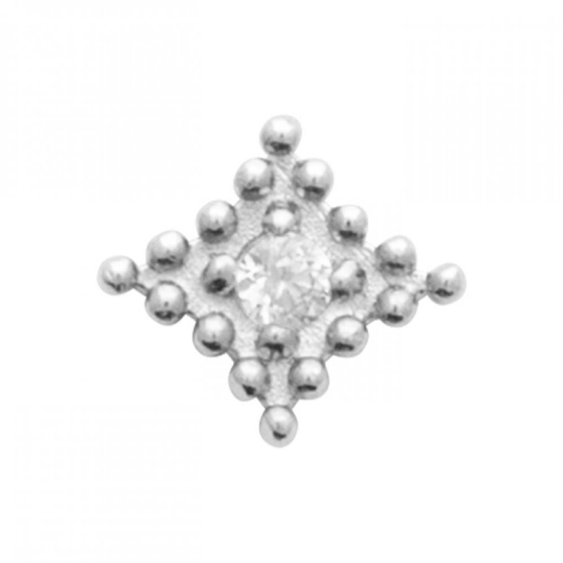 Piercing losange en titane et argent 925 rhodié avec oxyde de zirconium étincelant