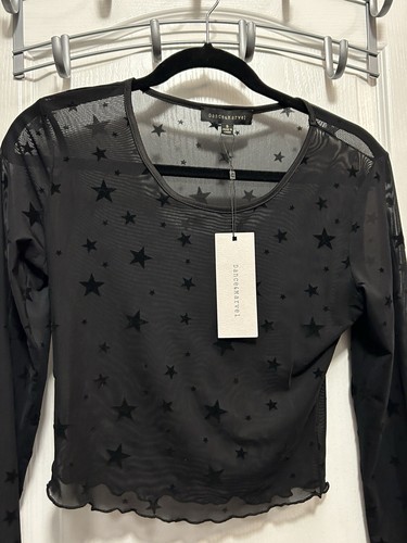 Dance & Marvel Sheer Black Star Crop Top Women’s S Witchy Goth Clubwear Punk NWT - Picture 12 of 17