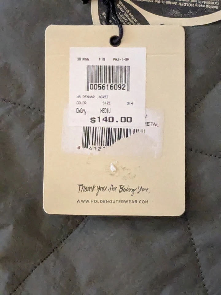 NWT Holden The M's Penmar Jacket Mens Quilted Hybrid Sweatshirt Gray Green - M - Image 4 of 4