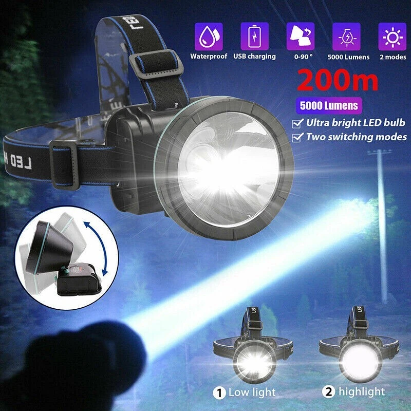 Lamparas de cazeria caseria luz para ir de caza recargable 200M LED Impermeable - Image 3 of 4