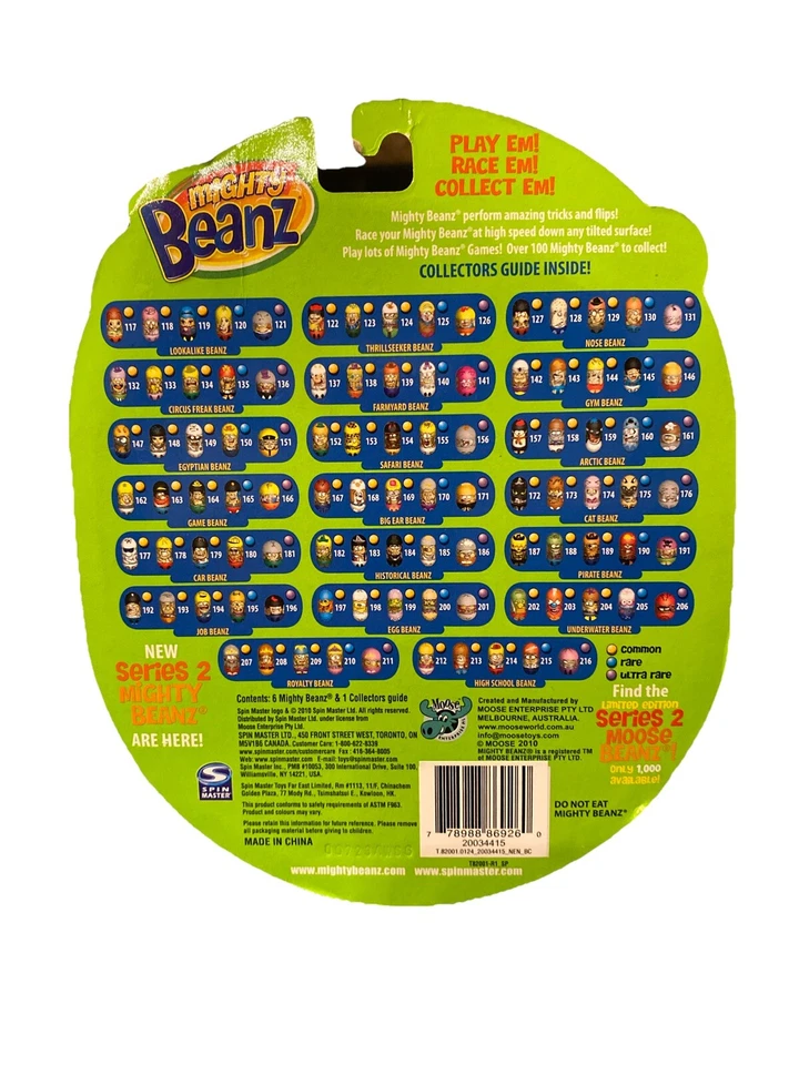 2010 ~ Mighty Beanz Collectible Series ~ (6) Mighty Beanz (Hairy Nose Beanz) NEW - Image 2 of 2