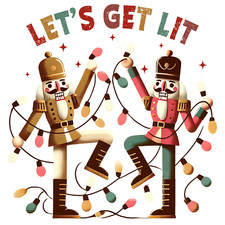 Nutcrackers Let's Get Lit - 10 Christmas Cards & Envelopes Made in USA