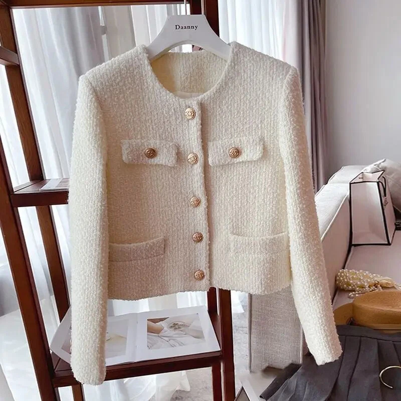 OFF WHITE 2024 cappotto tweed donna stile classico casual tweed cappotto ufficio donna set