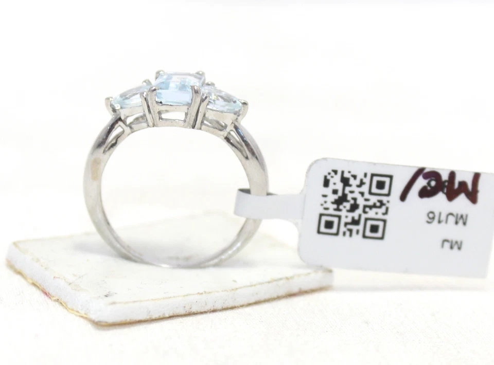 Anillo Plata de Ley 925 Piedra Gema Aguamarina Natural Hecho a Mano Mujer Regalo F275 Foto 3 de 4