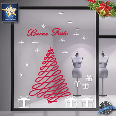 Vetrofania ADESIVI VETRINA, VETRINA NEGOZIO NATALE NATALIZIA DECORAZIONE
