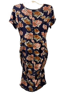 Hot Gal Maternity Sz Small Bodycon Dress Blue Pink Floral Knit
