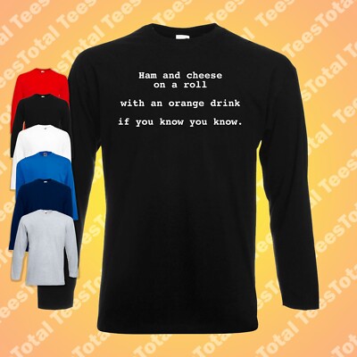 JLO Schinken und Käse langarmiges T-Shirt | orange Getränk | 90er | lustig