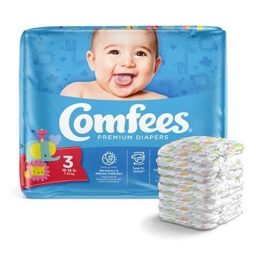 Attends Comfees Premium Diapers Unisex Baby Tab Closure Size 3 Count of 36 By At - Afbeelding 1 van 1