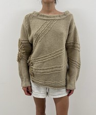 Just Cavalli Vintage Knit Wool Sweater Flower Archive Detail Pullover size 40