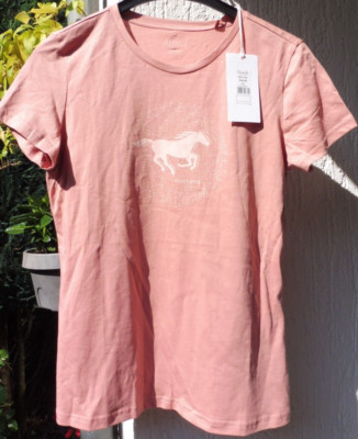 Mustang Alexia C Print Damen T Shirt Größe M Slim Fit 100% Baumwolle - Ash Rose