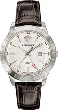 Versace VEBK00118 Univers GMT white silver brown Leather Men's Watch NEW