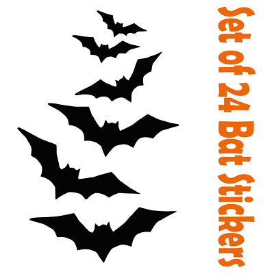 24 Halloween Bat Vinyl Stickers Window Decorations Spooky Party Kids Decals  | eBay