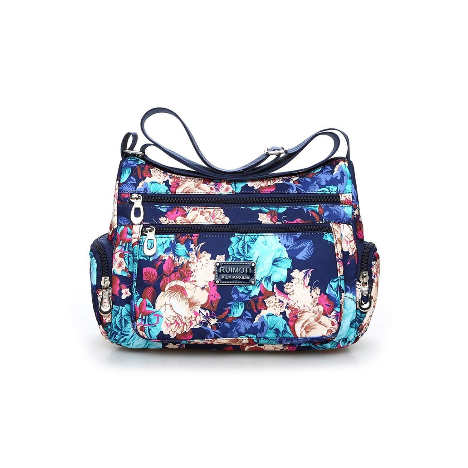 For Women Nylon Shoulder Bag Floral Multi-pocket Purses And 