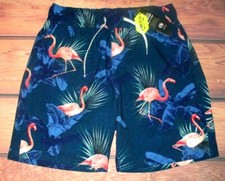 MENS OCEAN CURRENT 4-WAY STRETCH FLAMINGO LINED SWIM BOARD SHORTS SIZE M