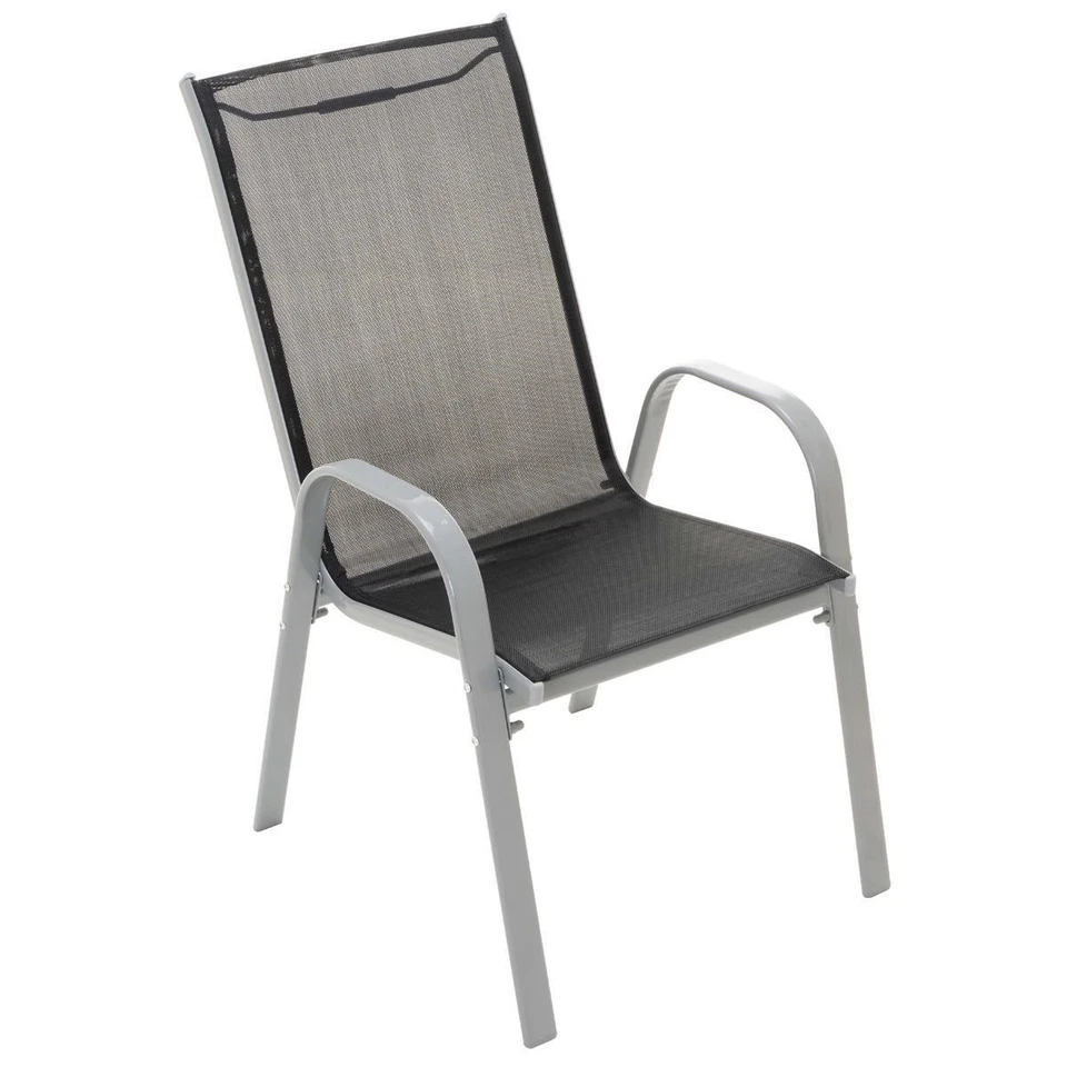 3er Set Garnitur 2 Stapelstühle + 1 Klapptisch Sitzgruppe Glastisch schwarz - Bild 2 von 4