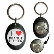 Peanut Butter I Love Plastic Shopping Trolley �1/?1 Coin Key Ring (43mm x 32mm)