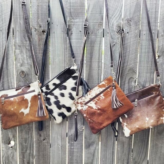 Cowhide Leather Crossbody Bag with Tassel Fringe Bridal Clutch-image